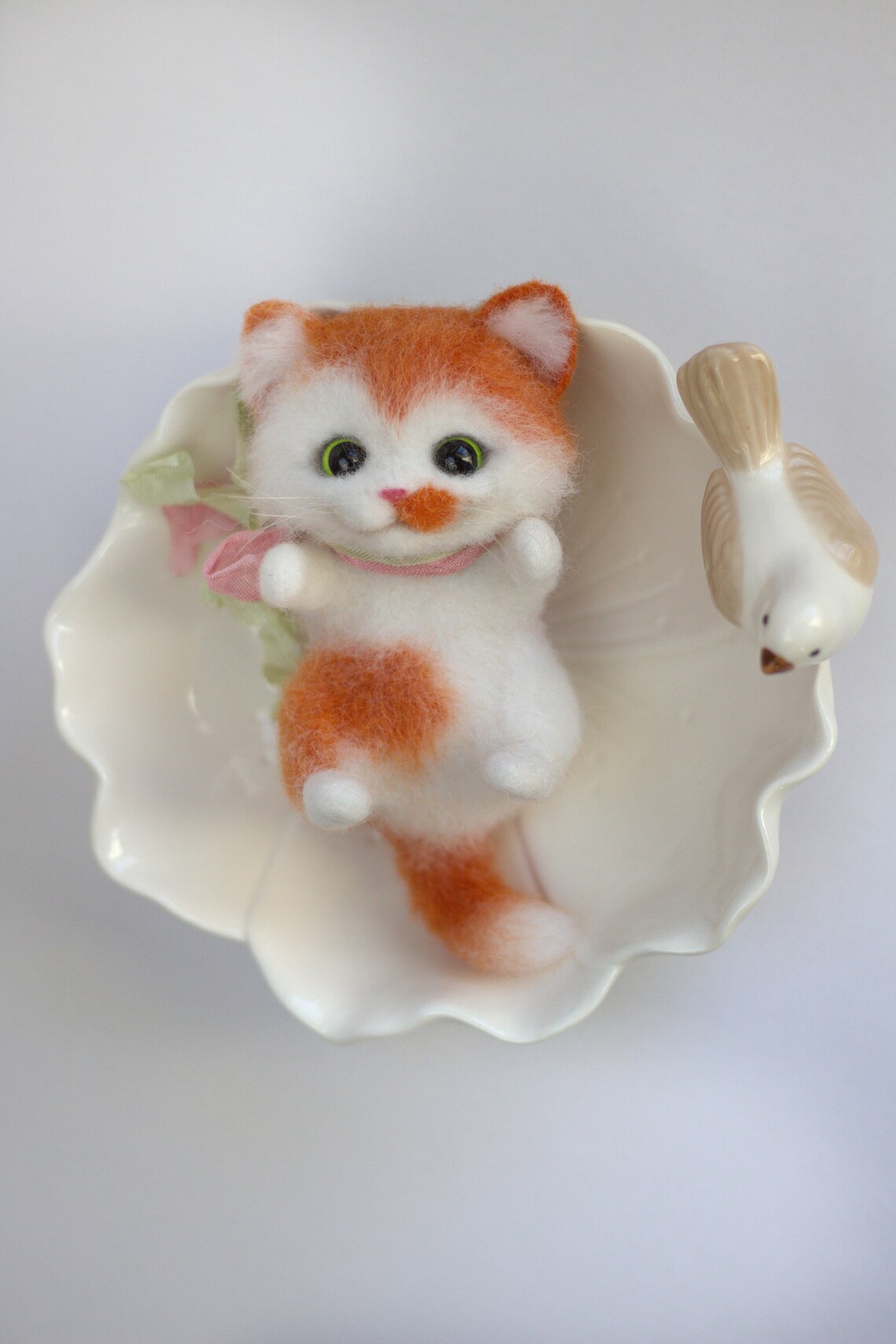 Ginger cat toy spotted needle felted animals red kitten cute Etsy