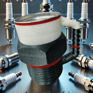 Taza con Bujía // Taza novedosa para mecánico. Taza impresa en 3D con temática de bujía, diseñada para vasos Ball de aluminio de 20 oz. Incluye vaso.