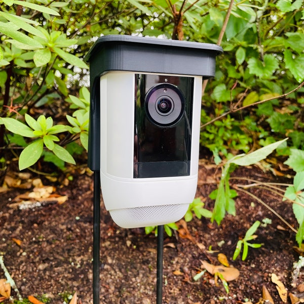 RING Spotlight PLUS & PRO cam ground // A garden or flower pot mounted wifi camera mount on 22" fiberglass posts