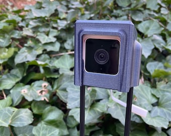 WYZE V3 cam ground // A ground-staked enclosure with 22" fiberglass rods for wifi cams in the garden