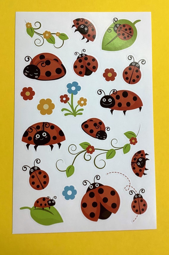 LADYBUG STICKERS SHEET 12 X 8 Cm / 3 X 5 In 