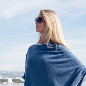 Pure Luxury. You will not be disappointed. Pure Mongolian Cashmere Poncho - 2ply Light Blue - One Size