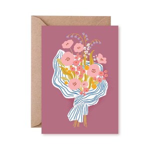 Tarjeta plegable – Blomska // Papel reciclado, tinta ecológica: Tarjeta de felicitación, ramo, escandinavo, rosa empolvado, cumpleaños, agradecimiento, flores de mercado