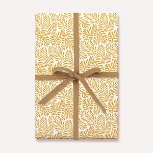 Papel de regalo – Ramas doradas - 3 hojas: papelería, elegante, ramas, amarillo dorado, curry, minimalista, elegante, atemporal, cumpleaños
