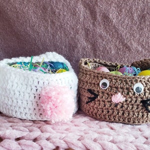 Pattern only Crochet Chunky Bunny Baskets, diy Easter gift, how to handmade, custom color, spring rabbit purse with strap ,pdf tutorial image 7