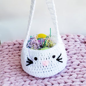 Pattern only Crochet Chunky Bunny Baskets, diy Easter gift, how to handmade, custom color, spring rabbit purse with strap ,pdf tutorial image 6