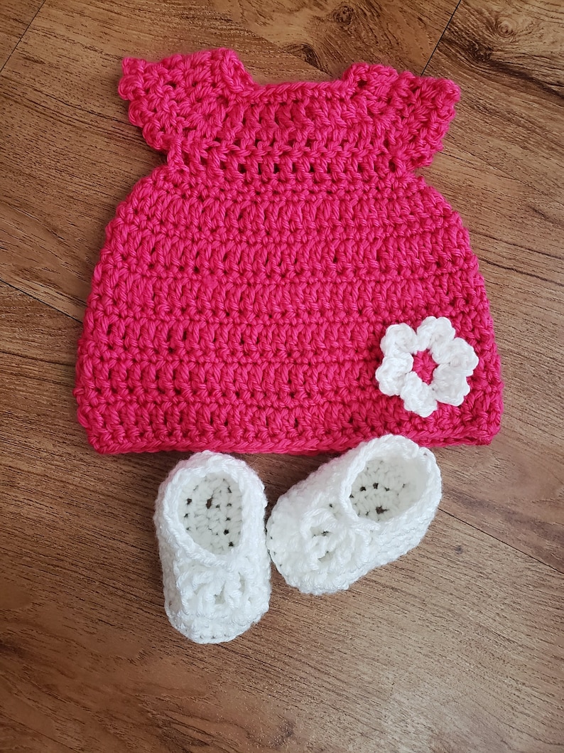 birthday outfit shower gift idea Crochet newborn baby girl dress spring summer infant Christening photo prop ballet slipper booties set