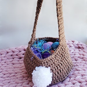 Pattern only Crochet Chunky Bunny Baskets, diy Easter gift, how to handmade, custom color, spring rabbit purse with strap ,pdf tutorial image 4