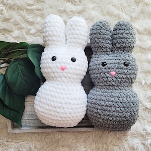 Bunny Peep Plushie | Crochet Stuffie | White Gray Easter Animal | Rabbit | Stuffed Animal Toy | Large Crochet Doll | Handmade | Amigurumi
