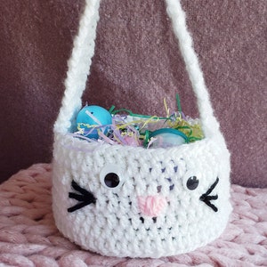 Pattern only Crochet Chunky Bunny Baskets, diy Easter gift, how to handmade, custom color, spring rabbit purse with strap ,pdf tutorial image 9