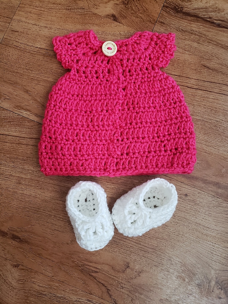 birthday outfit shower gift idea Crochet newborn baby girl dress spring summer infant Christening photo prop ballet slipper booties set