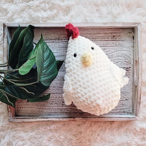 Chicken Plushie | Crochet Stuffy | White Farm Animal| Rooster | Stuffed Animal Toy | Large Crochet Chick | Handmade | Amigurumi
