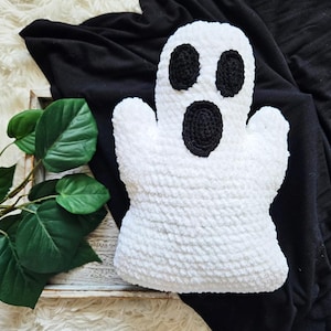 Ghost Pillow Plushie | Crochet Stuffie | Spooky Halloween Spirit Pal | Stuffed Animal Toy Gift | Large Crochet Doll | Handmade | Amigurumi