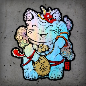 Lucky Cat | Maneki Neko Holographic Sticker