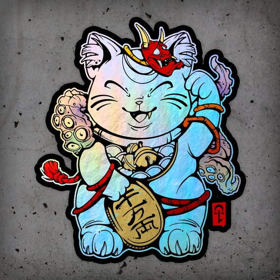 Maneki Neko flowers | Sticker