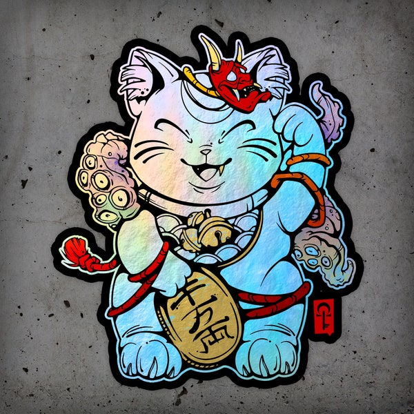 Lucky Cat | Maneki Neko Holographic Sticker