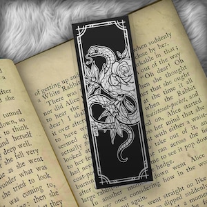 Snake and Rose Flower Foil Art Bookmark