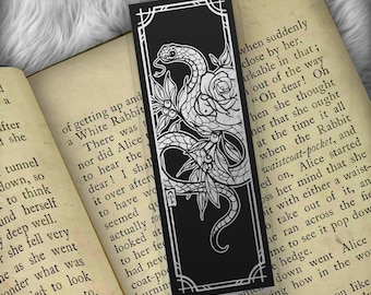 Snake and Rose Flower Foil Art Bookmark