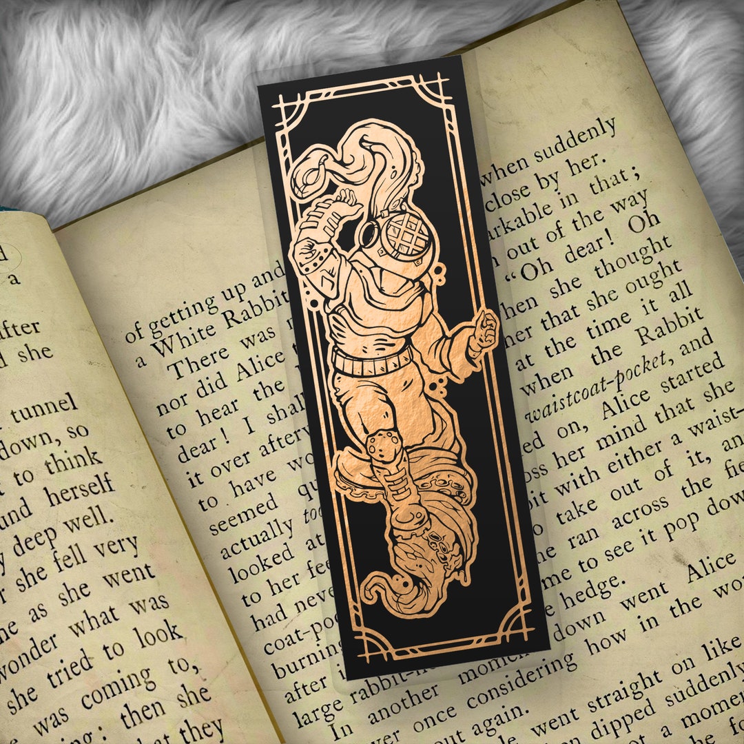Diver & Octopus Foil Art Bookmark - Etsy