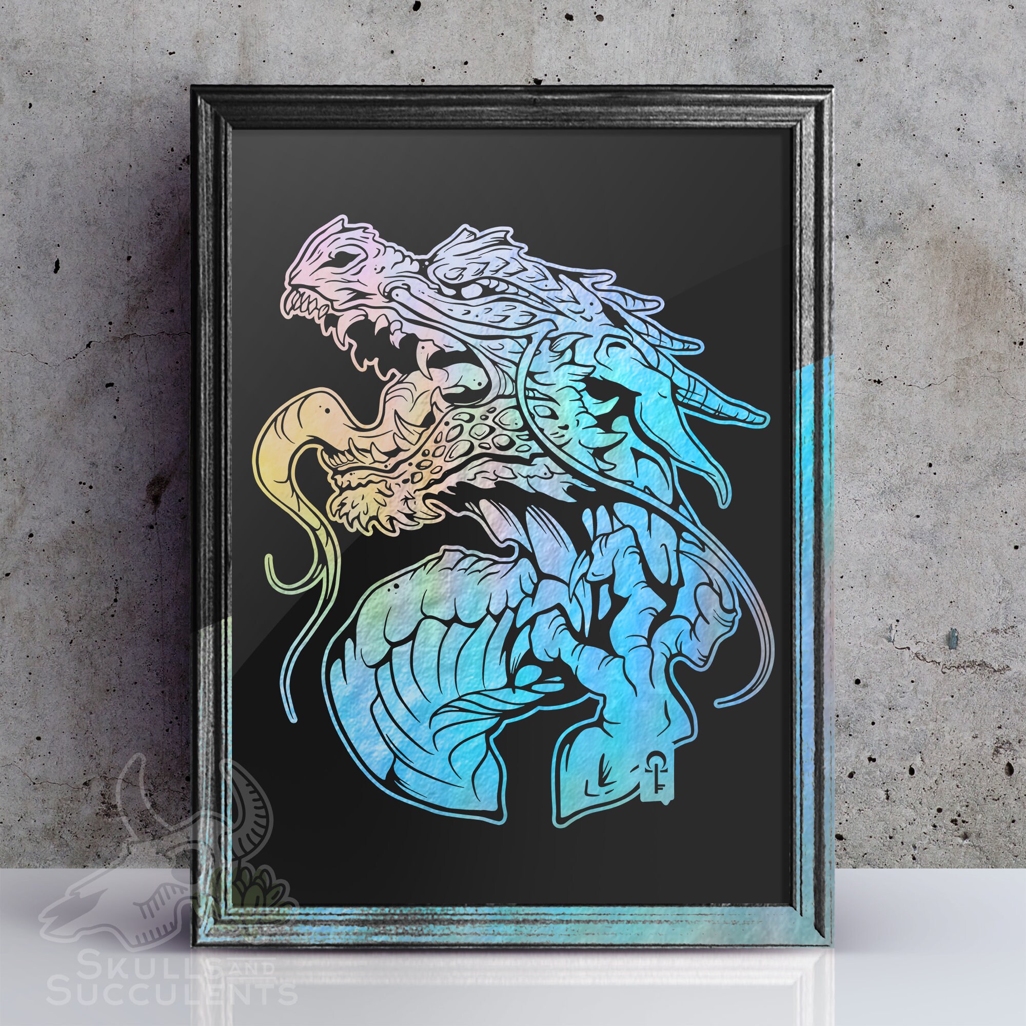 Fantasy Dragon Foil Art Print - Etsy