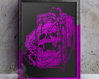 Skull and Spiders Real Foil Art Print