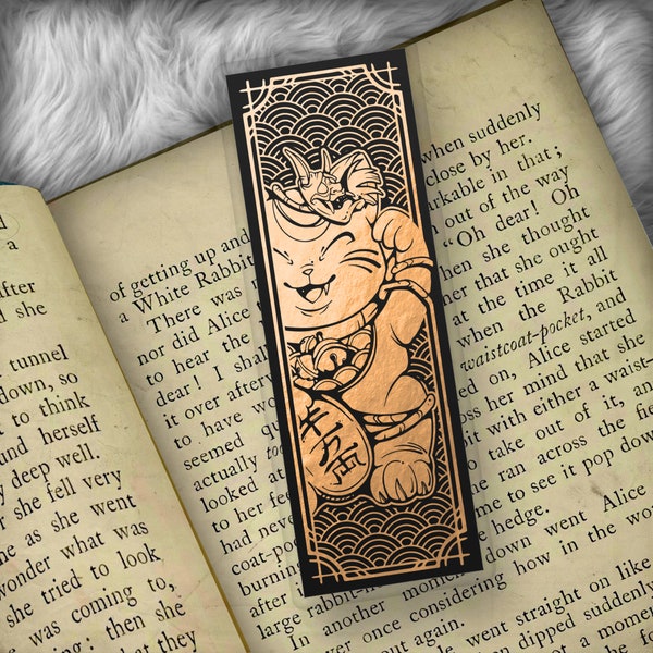 Japanese Lucky Cat - Maneki Neko Foil Art Bookmark