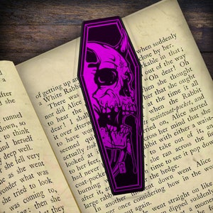 Coffin Shaped Skull with Horn Devil Foil Art Bookmark