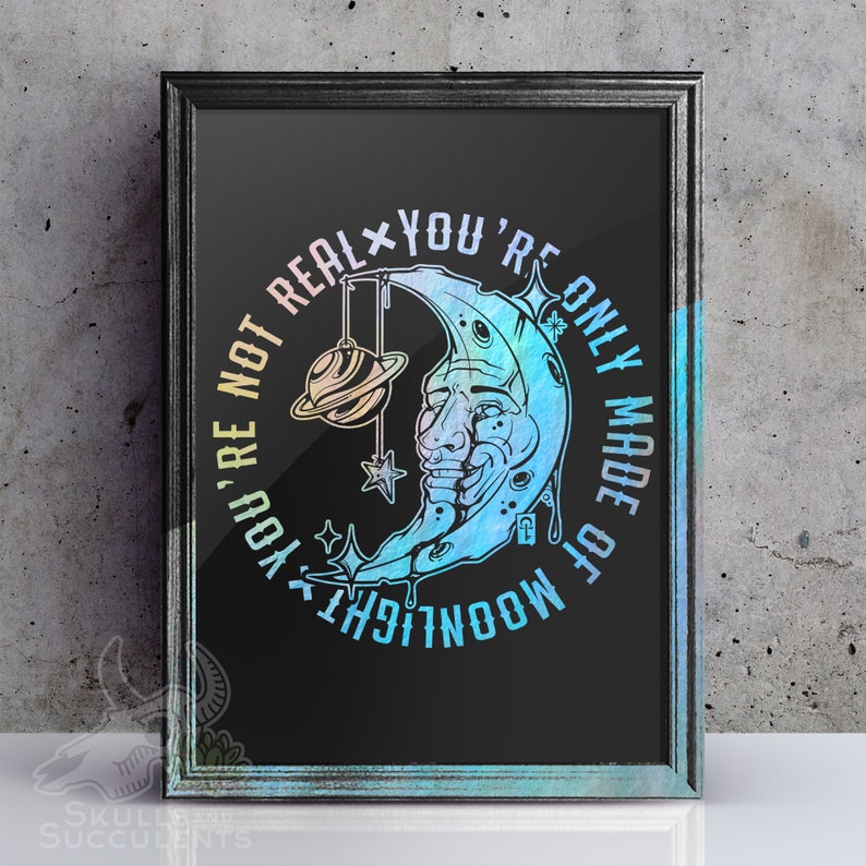 Vintage Retro Moon Quote Foil Art Print Etsy