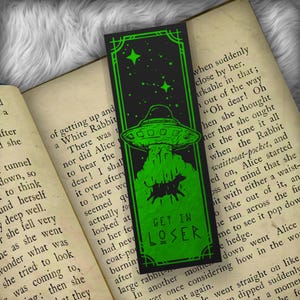 UFO Alien and Cow Funny Quote Foil Art Bookmark