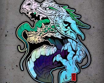 Ice Dragon Holographic Sticker