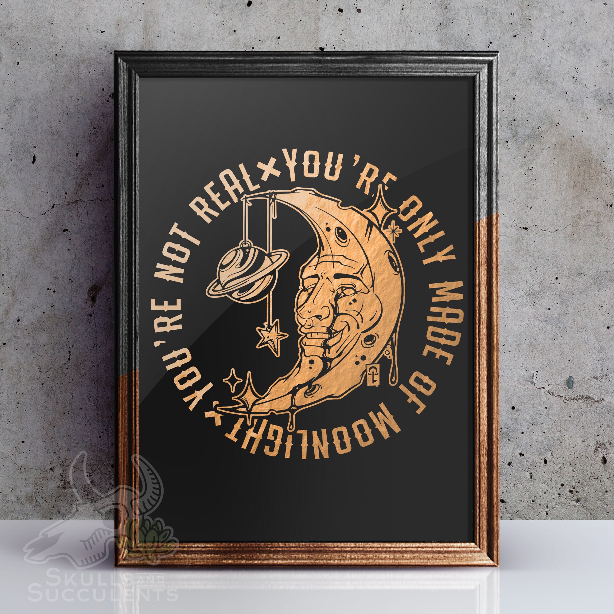 Rustic Moon Quote Vintage Retro Moon Quote Foil Art Print - Etsy