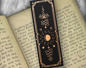 Unalome Lotus Moon Phases Foil Art Bookmark