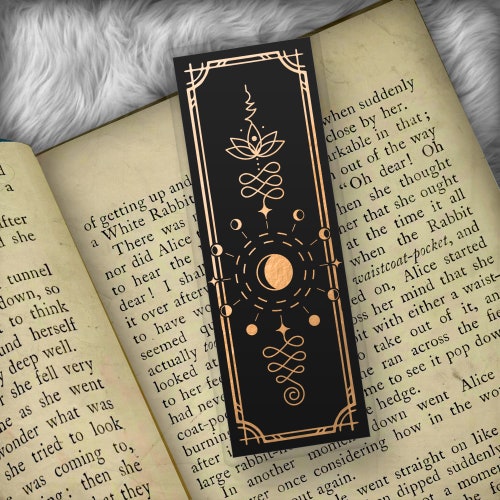 Unalome Lotus Moon Phases Foil Art Bookmark
