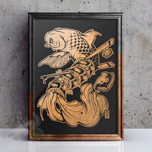 Japanese Koi Fish Sushi Foil Art Print