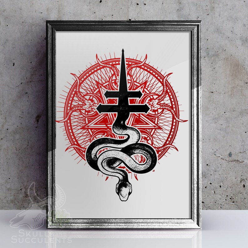 Leviathan Cross Snake Foil Art Print - Etsy