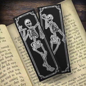 Dancing Skeletons Foil Bookmarks Couples Pair of Two (2)