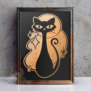 Retro Vintage Kitty Cat Foil Art Print