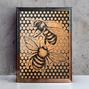 Honey Bees Foil Art Print