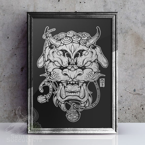 Chinese Foo Dog Imperial Guardian Lion Foil Art Print Etsy UK
