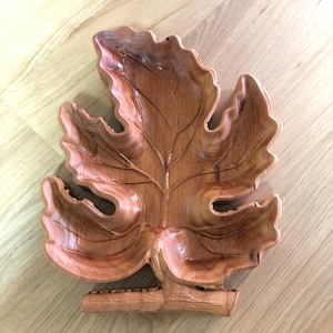 Tray Leaf wood 3D empty pockets furnishing accessory artwork