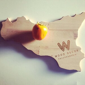 Chopping Board Worktop in Beech Wood with the Shape of Sicily for Cutting Vegetables Meat Kitchen Aperitif Sicily Sicily