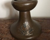SOLDAntique Arts Crafts Bronze Silver Candlestick Silvercrest