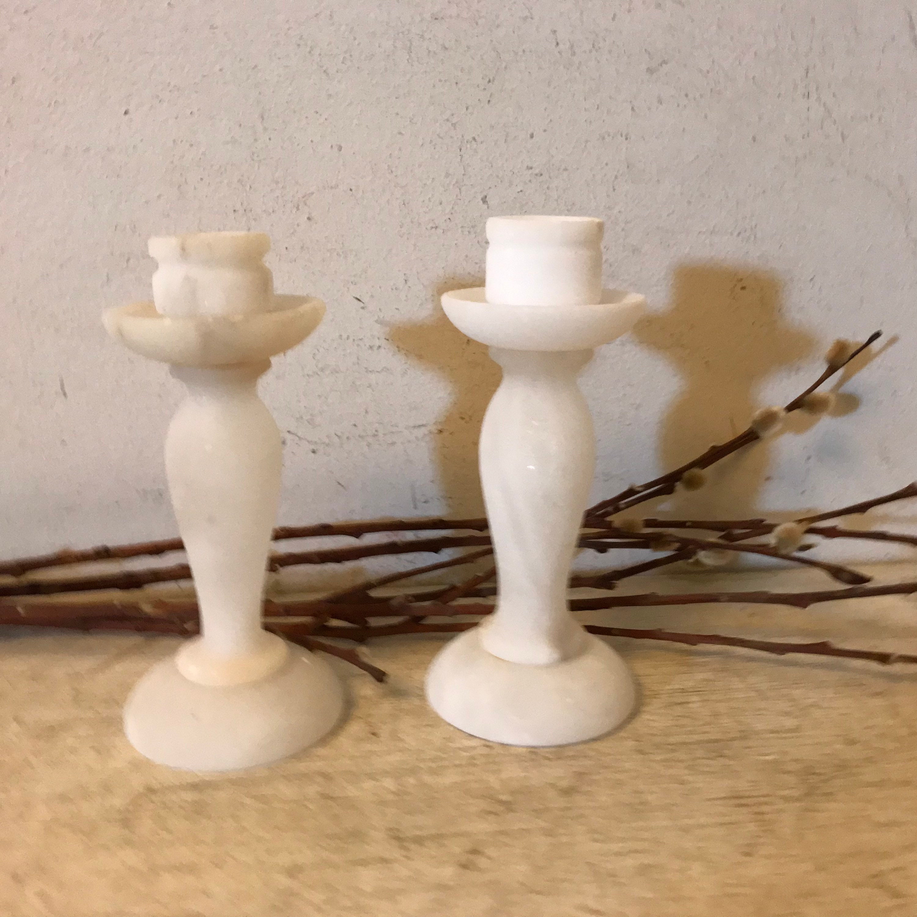 Antique Alabaster Candle Holders Lighting Marble Stone Italian Etsy