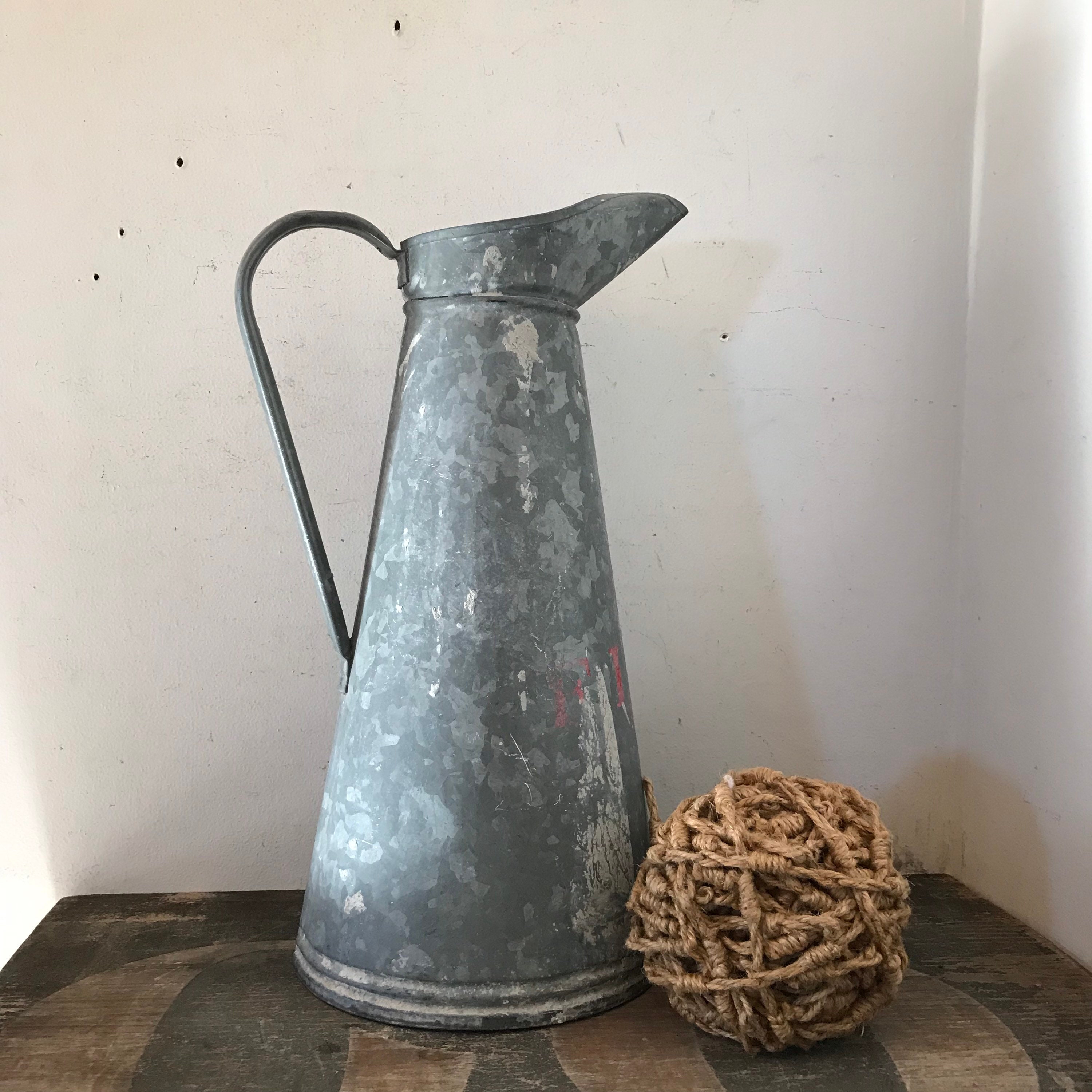 Antique French Watering Can Pitcher Metal Rust Watering Can French ...