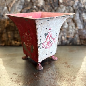 Antique French Tole Urn Tulipiere Jardiniere Cache Pot Flower Arrangement  Zinc Industrial French Garden Pot