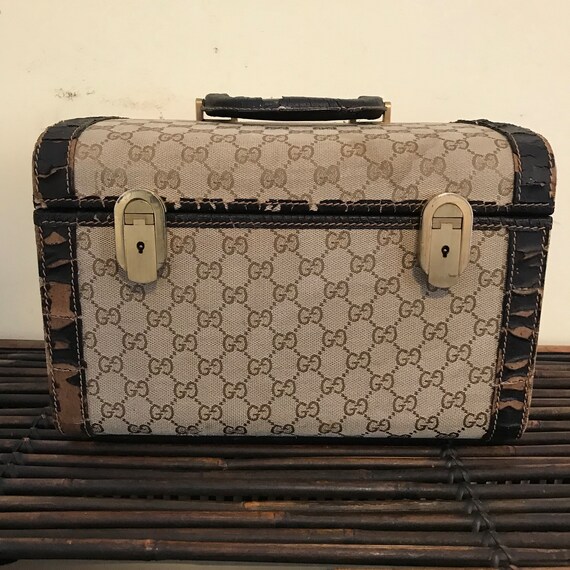 Vintage Gucci Trunk Train Case Italian Circa 60s Mongrammed Brass