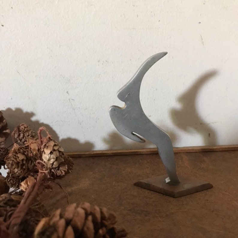 Antique French Deer FRENCH Deco Deer Sculpture Metal Deer Chrome Deer Copper Woodlands
