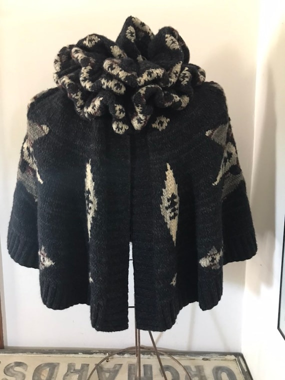 Ralph Lauren Sweater Poncho Capelet Handknit Cashm