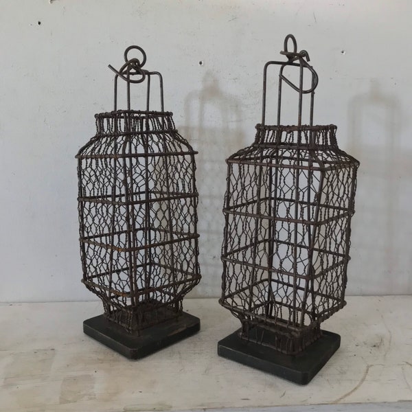 Vintage Chinese Lanterns Garden Candleholder Metal Mesh Lantern Wire Lanterns