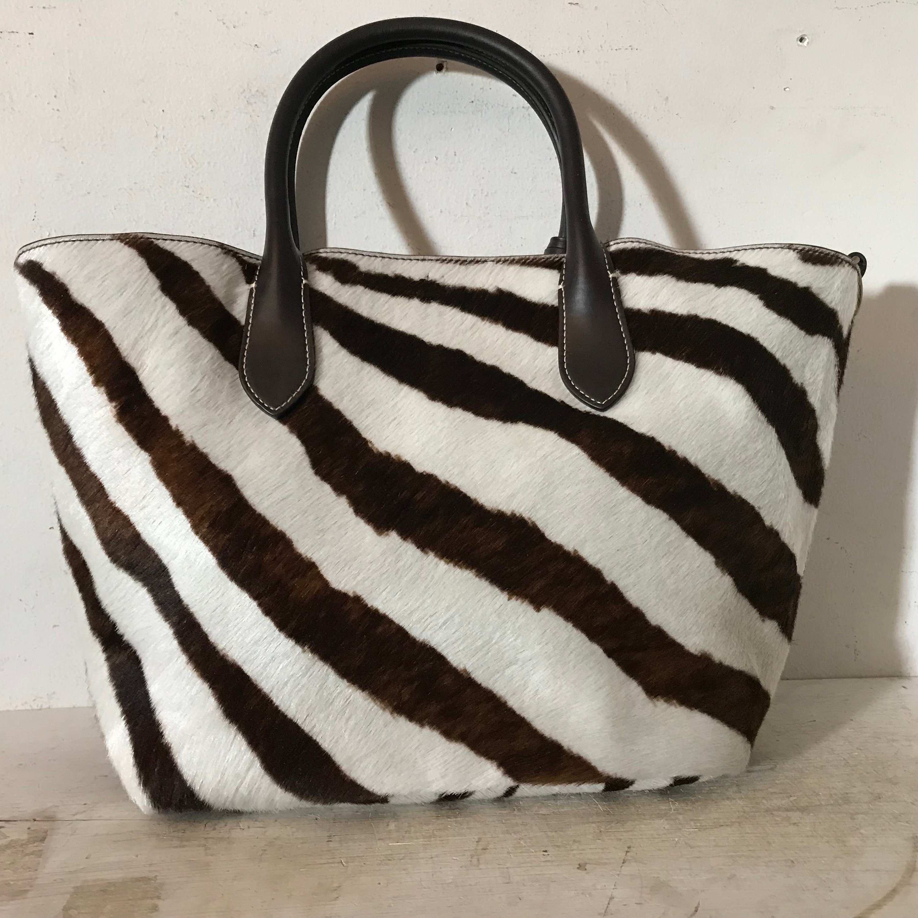 Ralph Lauren Fur Bag Hairhide Leather Faux Zebra Hair Hide Bag